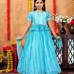 Aarika Girls Turquoise Printed Lehenga Choli Set-image-51