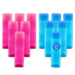 Aura Pink & Blue 12 Piece Plastic Solid Water Bottle-1000ML-12
