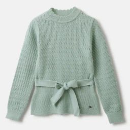 Elle Girls Green Self Full Sleeves Sweater-image-63