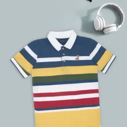 Pantaloons Junior Boys Primrose Yellow Cotton Stripes Polos-picture-18