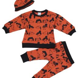 Creative Kid's Unisex Brown & Black Organic Cotton Printed Clothing Sets-image-90