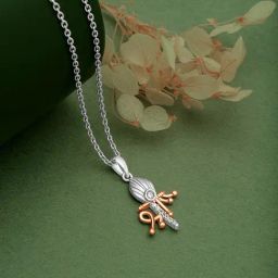 Silberry 92.5 Sterling Silver Two Tone Rose Gold Shree Pendant-11