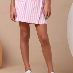 U.S. Polo Assn. Girls Light Pink Vertical Striped Skorts-image-44