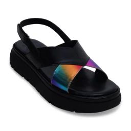Kickers Women's KICK MET-IN Black Back Strap Wedges-picture-13