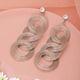 Saraf RS Jewellery Anti-Tarnish Silver Plated Circular Drop Earrings for Women-image-92