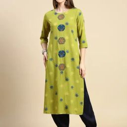SHOWOFF Green Printed Kurta-image-41