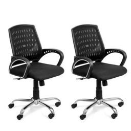 Sunview 100 kg Weight Capacity Mesh Black Medium Back Revolving Chair with Adjustable Height (Pack of 2)-4
