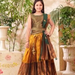 Aarika Girls Green Embroidered Lehenga Choli Set-image-24