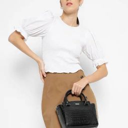 Tyra Alice Black Textured Faux Leather Handbag-44