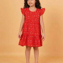 Creative Kid'S Girls Red Regular Fit Printed Dress-image-72