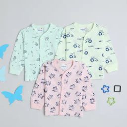 Bumzee Kids Multicolor Printed Full Sleeves Jhablas (Pack Of 3)-image-85