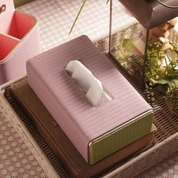 Pure Home and Living Purple & Green Stitched Faux Leather Tissue Box-picture-12