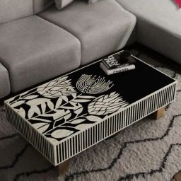 Casagold Tulip Black Wood Mother of Pearl Luxom Rectangular Coffe Table-30