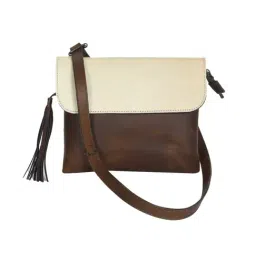 Celtic Brown Color Block Leather Cross Body Bag-picture-43