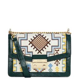 Esbeda Green PU Embroidered Sling Handbag-image-1