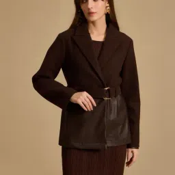 Kazo Brown Solid Overcoat-image-62