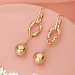 Saraf RS Jewellery Anti-Tarnish Gold Plated Rope Ball Drop Earrings for Women-32
