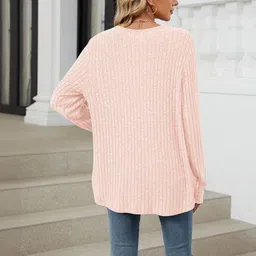 HERE&NOW Women Pink Front Open Sweater-picture-46