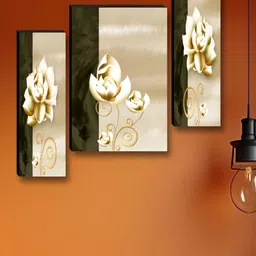 Myntra Elegant Homes Beige & Gold-Toned 3 Pieces Floral & Botanical Wall Art-image-96