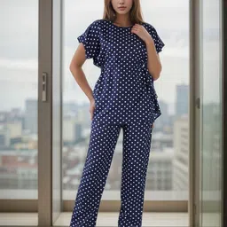 BAESD Women Printed Round Neck Top With Trousers Co-Ords-image-67