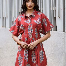 ARAVALII Women Floral Print Shirt Style Dress-image-10