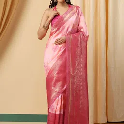INDIOTSAV Floral Woven Design Zari Banarasi Saree-image-5