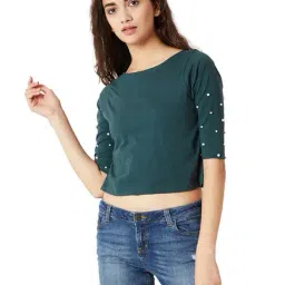 Miss Chase Green Embellished Crop Top-image-18