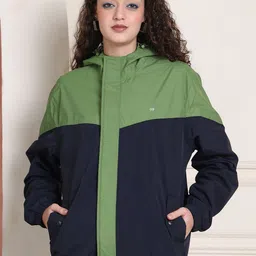 HOUSE OF VEDAS Women Colourblocked Windcheater and Water Resistant Outdoor Sporty Jacket with Patchwork-image-87