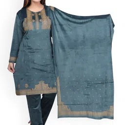 Woollen 4U Women Ethnic Motifs Printed Kurta with Trousers & Dupatta-picture-21