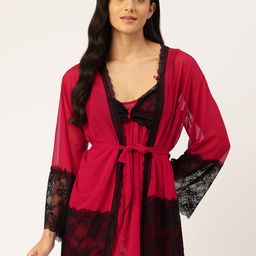 Ms.Lingies Net Baby Doll With Robe & Thongs-image-29