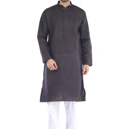 Exotic India Men Solid Cotton Kurta with Pyjama-image-48