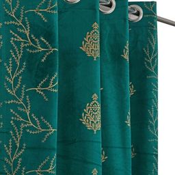 Galaxy Home Decor Blue 2 Pieces Printed Velvet Room Darkening Long Door Curtain-picture-15