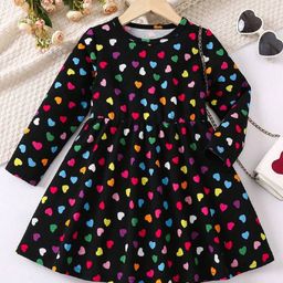Miss & Chief Girls Graphic Printed Long Sleeves Fit & Flare Above Knee Dress-image-92