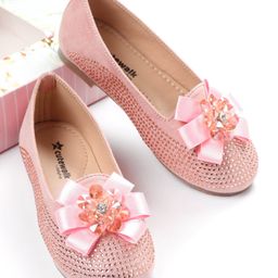 Cute Walk by Babyhug Embellished Slip On Bellies with Bow Applique - Pink-image-89