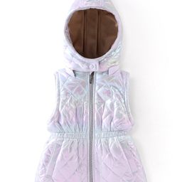 Babyhug Sleeveless Holographic Hoodie - White-image-35