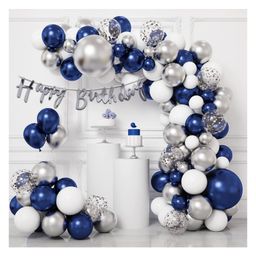 Bubble Trouble Birthday Decoration Items for Boys - Pack of 57 Blue Happy Birthday Decoration Kit | Blue Birthday Decorations for Husband | Blue & Silver Balloons for Birthday Decorations for Boys-image-87