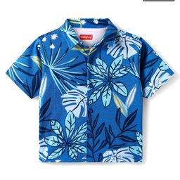 Babyhug Cotton KnitHalf Sleeves Tropical Theme Printed Shirt - Blue-image-99