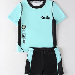 Mark & Mia Half Sleeves 2 Pieces Swimsuit with Text Print - Sea Green-image-49