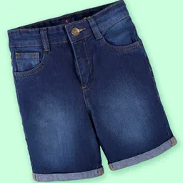 Kiddopanti Denim Woven Mild Washed Shorts - Dark Blue-picture-31