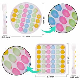 FunBlast Circle & Square Shape Pop Bubble Stress Relieving Silicone Pop It Fidget Toy Pack Of 2 (Colour May Vary) image 2