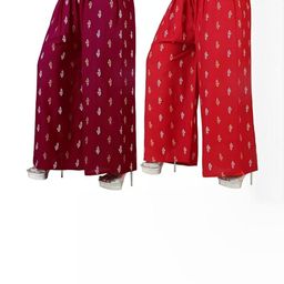 Aura Glam Pack Of 2 Ethnic Motifs Printed Flared Ethnic Palazzos-image-29