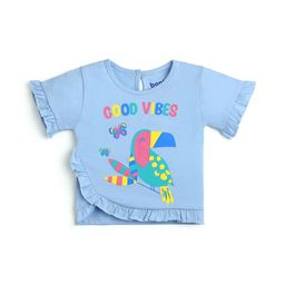 BONTOTS Girls Typography Printed Organic Cotton Applique T-shirt-48