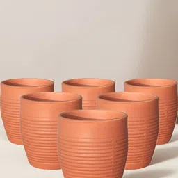 Ekaura Brown 6 Pieces Ceramic Matte Cups-image-71