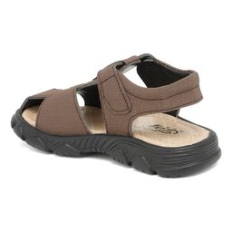 Tiny Bugs A Alphabet Patch Embroidered Sandals With Velcro Closure - Brown image 4