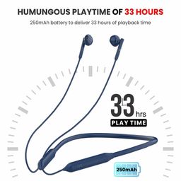 Portronics POR 1775 Harmonics Z5 - Wireless Stereo Headset with 33Hrs Playtime Double EQ Mode 14.2 mm Dynamic Drivers Click Action Buttons- Blue image 4