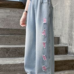 LULU & SKY Girls Straight Fit Mid-Rise Mildly Distressed Light Fade Jeans-picture-25