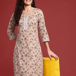 Anouk Floral Printed Pure Cotton Kurta with Trousers-picture-39