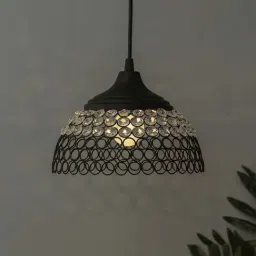 Homesake Black Half Globe Crystal Hanging Lamp - Set of 1-image-62