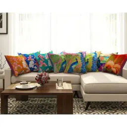 SEJ by Nisha Gupta Multicolor Cushion Covers - Set of 8-image-55