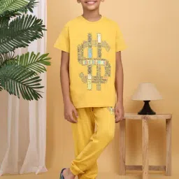 Sweet Dreams Boys Yellow Printed T-Shirt with Pants-image-78